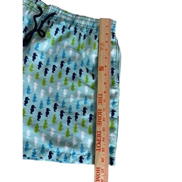 "CAPELLE" Mens Swim Trunks SZ XL Drawstring Sea Horses Beach Vacation 2 Layers - Picture 9 of 12